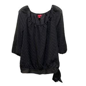 Elle Blouse with Gold Polka Dots Black Size Large